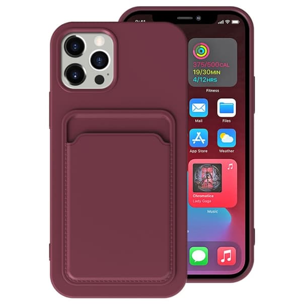 iPhone 13 Pro Skal med Kortfack - Maroon