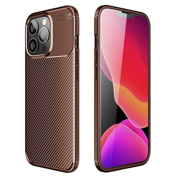 Carbon Fiber mobilskal till Apple iPhone 13 Pro Max - Brun