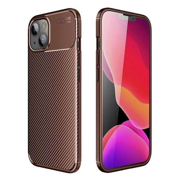 Carbon Fiber mobilskal till Apple iPhone 13 Mini - Brun