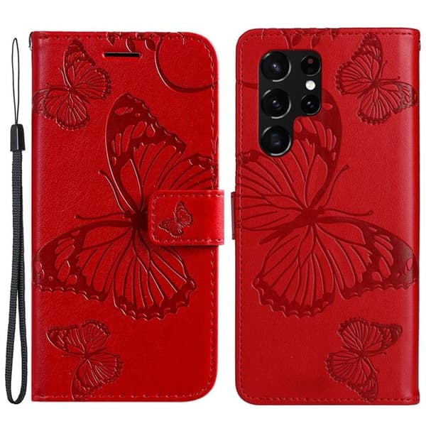 Butterfly Imprinted Fodral Galaxy S22 Plus - Röd