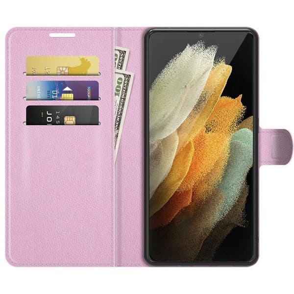 Litchi Magnetic Fodral Galaxy S22 Ultra 5G - Ljusrosa