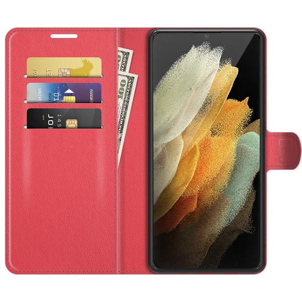 Litchi Magnetic Fodral Galaxy S22 Ultra 5G - Röd