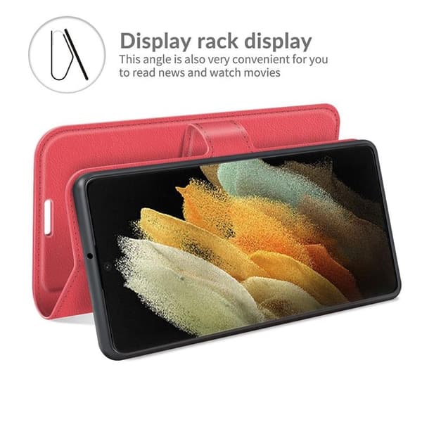 Litchi Magnetic Fodral Galaxy S22 Ultra 5G - Röd
