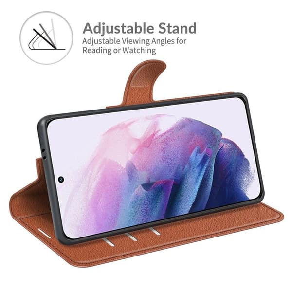 Litchi Magnetic Fodral Galaxy S22 Plus 5G - Brun