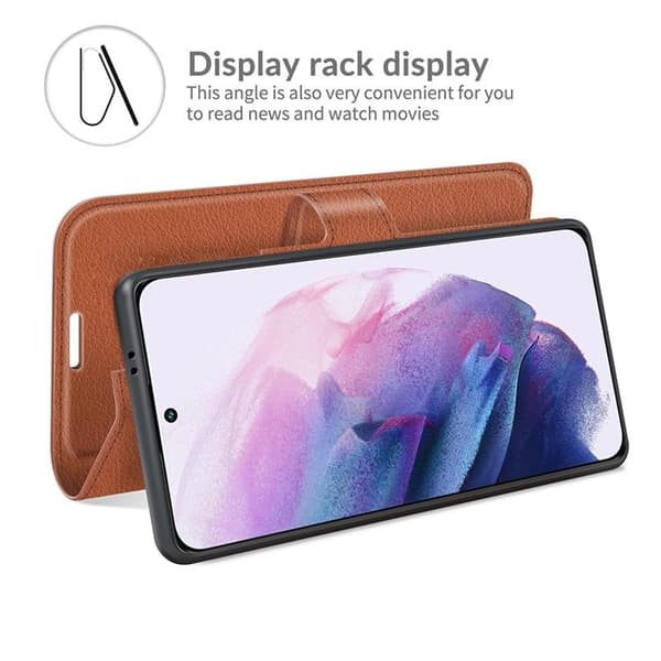 Litchi Magnetic Fodral Galaxy S22 Plus 5G - Brun