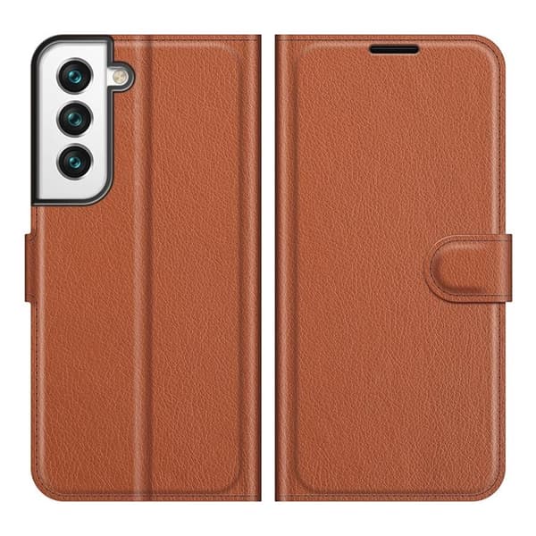 Litchi Magnetic Fodral Galaxy S22 Plus 5G - Brun