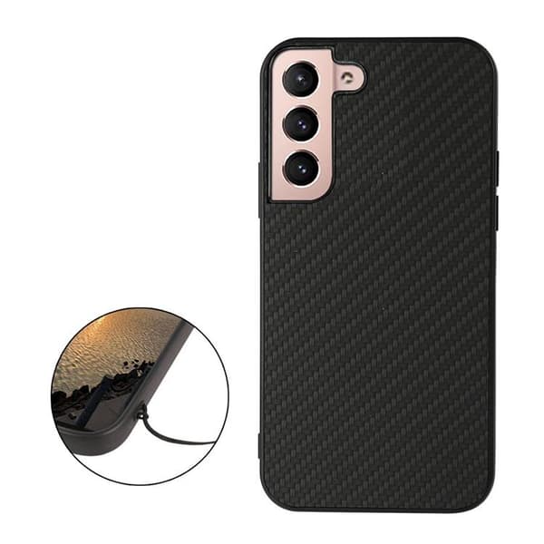 Carbon Fiber Läder Skal Galaxy S22 Plus 5G - Svart