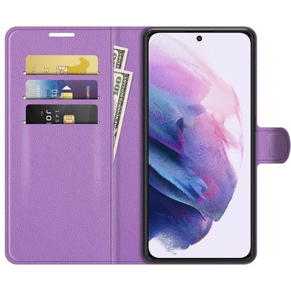 Litchi Magnetic Fodral Galaxy S22 Plus 5G - Lila