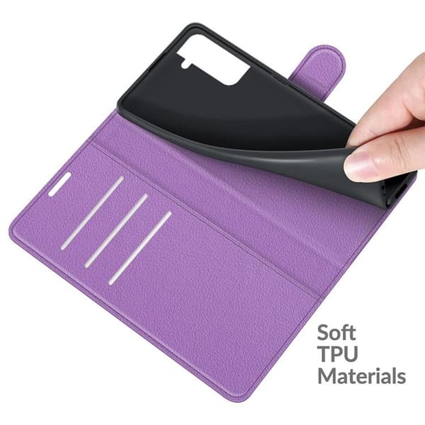 Litchi Magnetic Fodral Galaxy S22 Plus 5G - Lila
