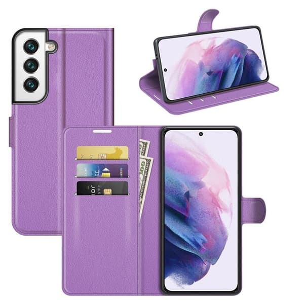 Litchi Magnetic Fodral Galaxy S22 Plus 5G - Lila