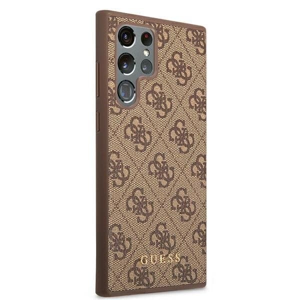 Guess Metall Gold Logo Skal Galaxy S22 Ultra - Brun