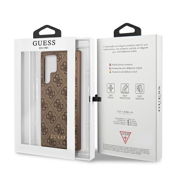 Guess Metall Gold Logo Skal Galaxy S22 Ultra - Brun