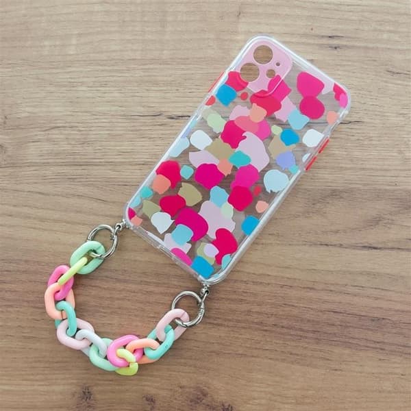 Color Gel Chain Pendant Skal Galaxy A12 - Flerfärgad