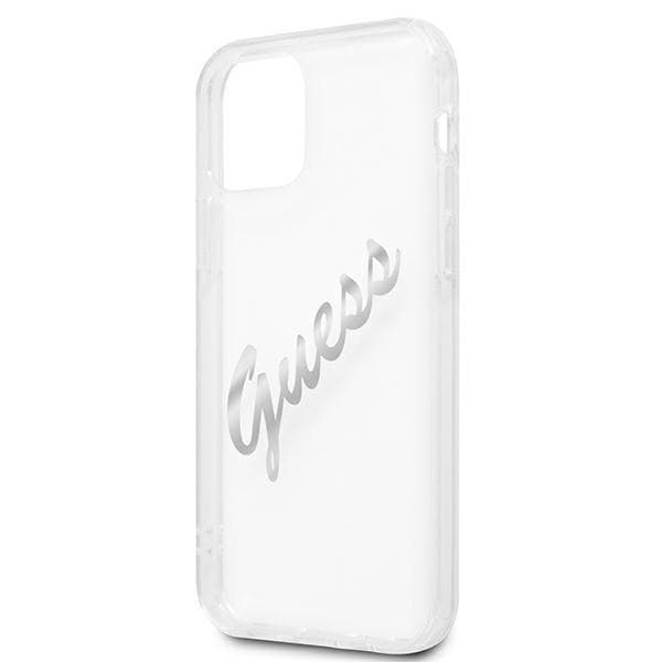 Guess Vintage Script Silver Skal iPhone 12 / 12 Pro - Transparent