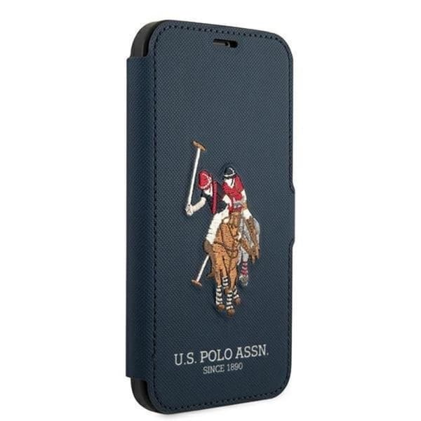 US Polo Embroidery Collection Plånboksfodral iPhone 12 / 12 Pro - Marinblå