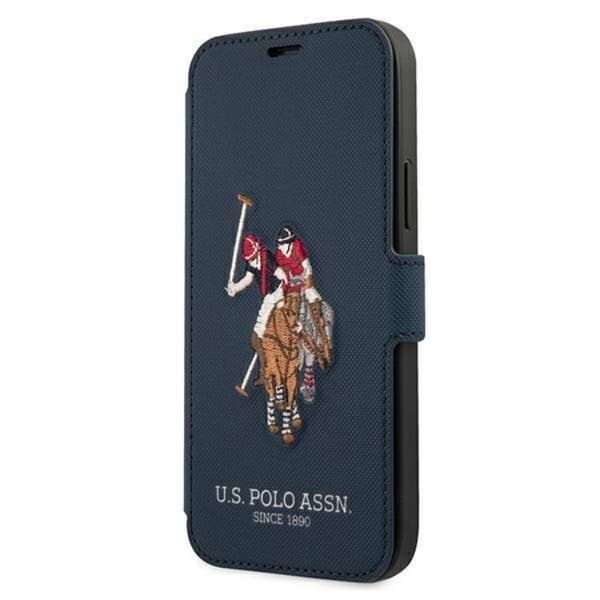 US Polo Embroidery Collection Plånboksfodral iPhone 12 / 12 Pro - Marinblå