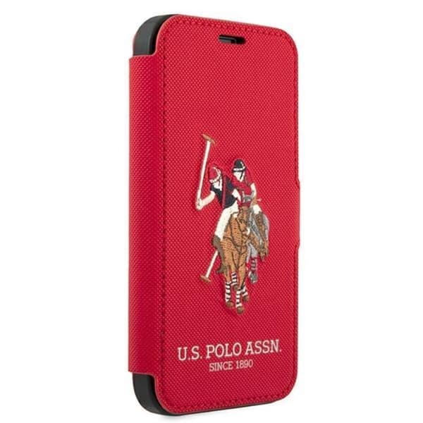 US Polo Embroidery Collection Plånboksfodral iPhone 12 / 12 Pro - Röd