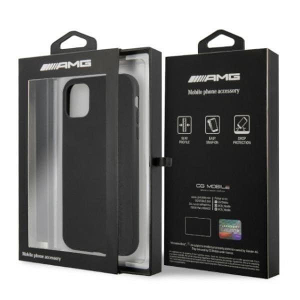 Mercedes AMG Skal Läder Hot Stamped iPhone 11 - Svart
