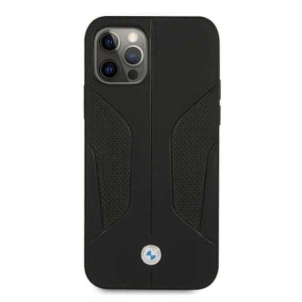 BMW Läder Perforate Sides Skal iPhone 12 / 12 Pro - Svart