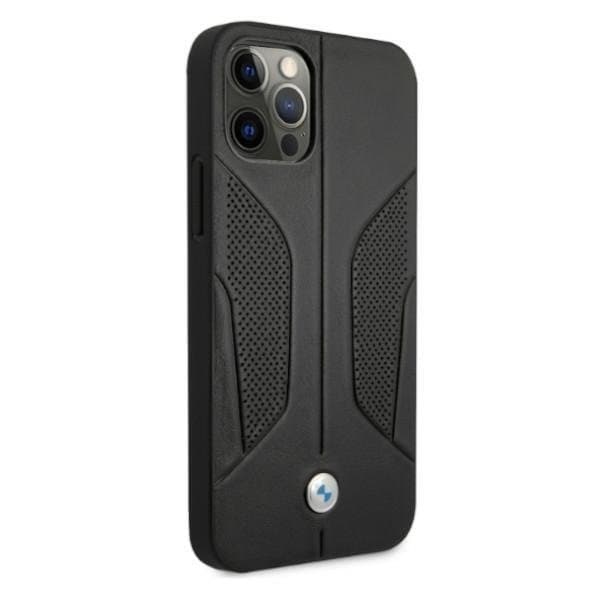 BMW Läder Perforate Sides Skal iPhone 12 / 12 Pro - Svart