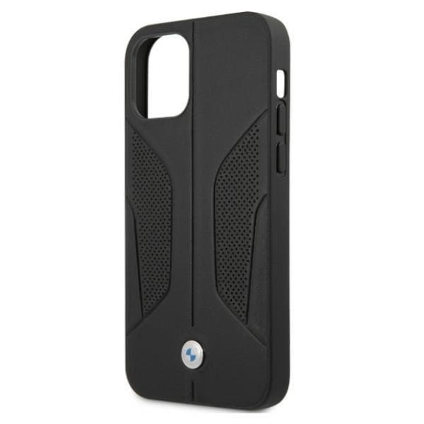 BMW Läder Perforate Sides Skal iPhone 12 / 12 Pro - Svart