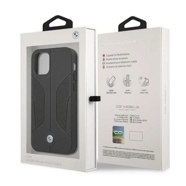 BMW Läder Perforate Sides Skal iPhone 12 / 12 Pro - Svart