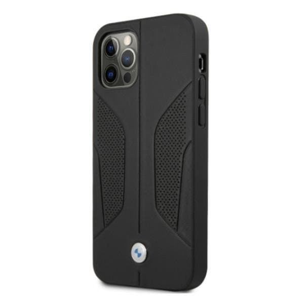 BMW Läder Perforate Sides Skal iPhone 12 / 12 Pro - Svart