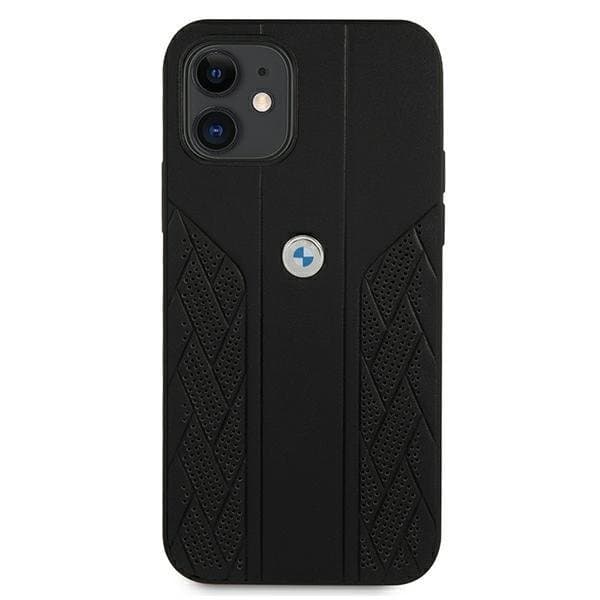 BMW Läder Curve Perforate Skal iPhone 12 mini - Svart