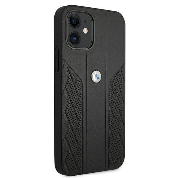 BMW Läder Curve Perforate Skal iPhone 12 mini - Svart