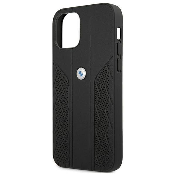 BMW Läder Curve Perforate Skal iPhone 12 mini - Svart