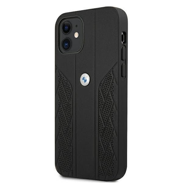 BMW Läder Curve Perforate Skal iPhone 12 mini - Svart