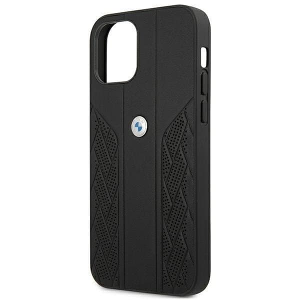BMW Läder Curve Perforate Skal iPhone 12 Pro Max - Svart