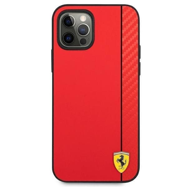 Ferrari On Track Carbon Stripe Skal iPhone 12 Pro Max - Röd