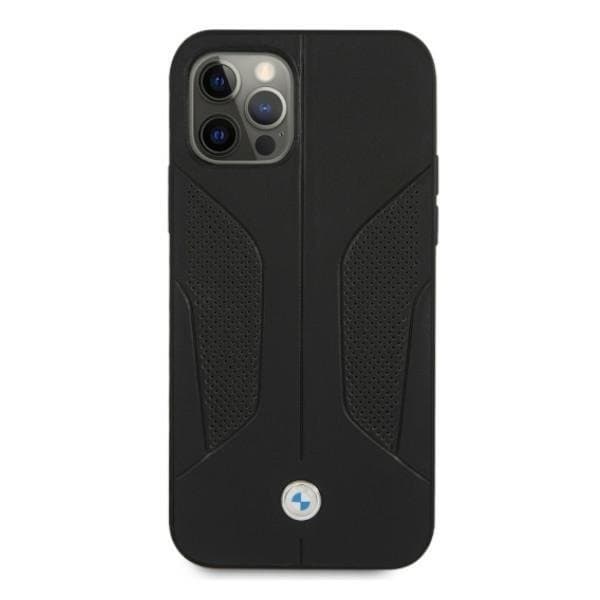 BMW Läder Perforate Sides Skal iPhone 12 Pro Max - Svart