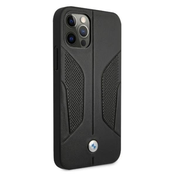 BMW Läder Perforate Sides Skal iPhone 12 Pro Max - Svart