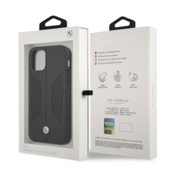 BMW Läder Perforate Sides Skal iPhone 12 Pro Max - Svart