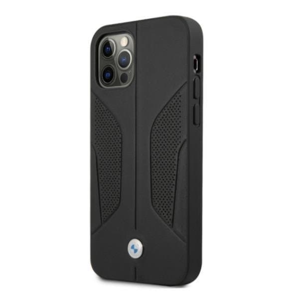 BMW Läder Perforate Sides Skal iPhone 12 Pro Max - Svart