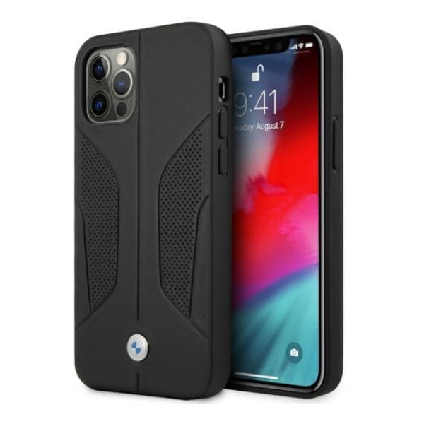 BMW Läder Perforate Sides Skal iPhone 12 Pro Max - Svart