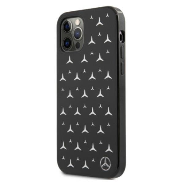 Mercedes Silver Stars Pattern Skal iPhone 12 / 12 Pro - Svart