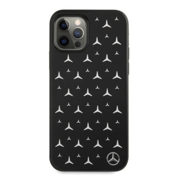 Mercedes Silver Stars Pattern Skal iPhone 12 / 12 Pro - Svart