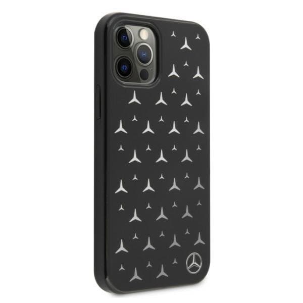 Mercedes Silver Stars Pattern Skal iPhone 12 / 12 Pro - Svart
