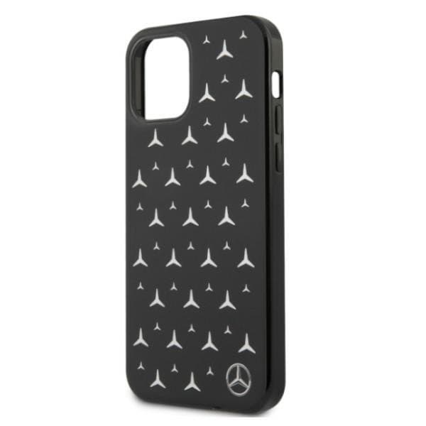 Mercedes Silver Stars Pattern Skal iPhone 12 / 12 Pro - Svart