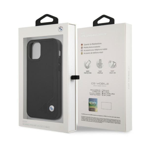 BMW Läder Deboss Skal iPhone 12 Pro Max - Svart