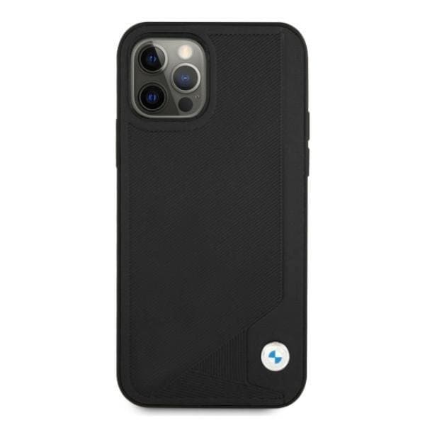 BMW Läder Deboss Skal iPhone 12 / 12 Pro - Svart