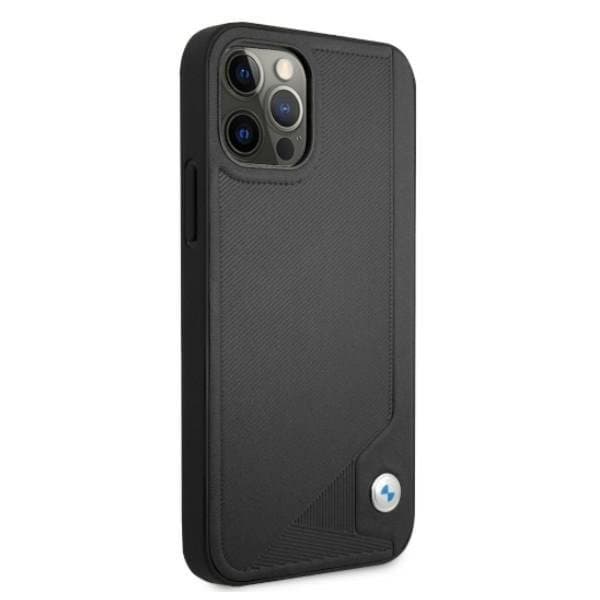 BMW Läder Deboss Skal iPhone 12 / 12 Pro - Svart