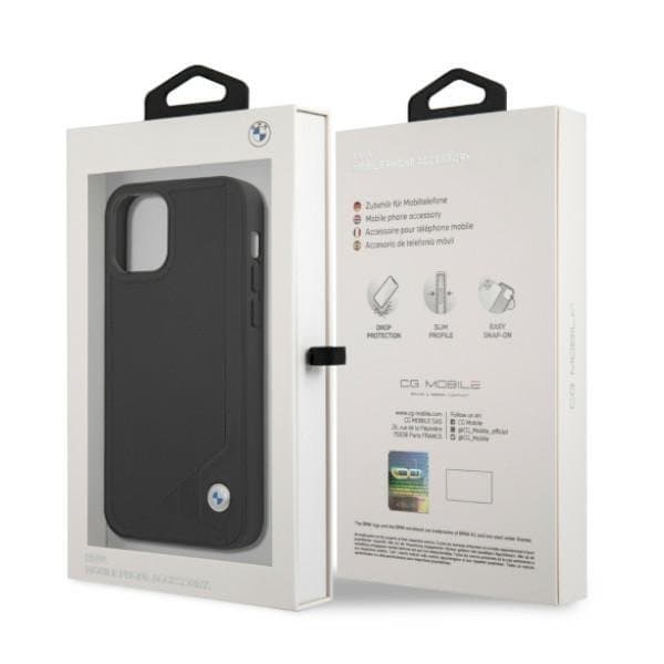 BMW Läder Deboss Skal iPhone 12 / 12 Pro - Svart