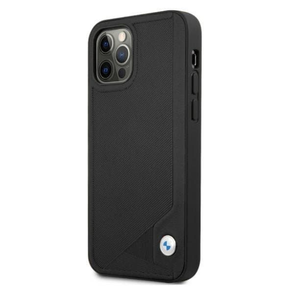 BMW Läder Deboss Skal iPhone 12 / 12 Pro - Svart