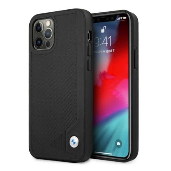 BMW Läder Deboss Skal iPhone 12 / 12 Pro - Svart