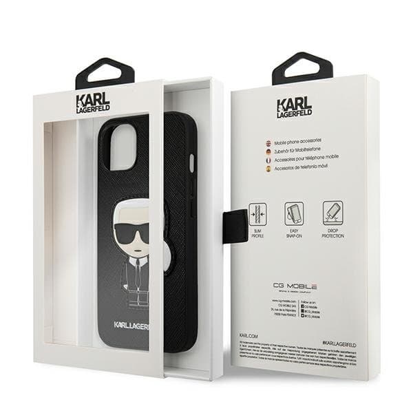 Karl Lagerfeld Saffiano Ikonik Karl`s Patch Skal iPhone 13 mini - Svart