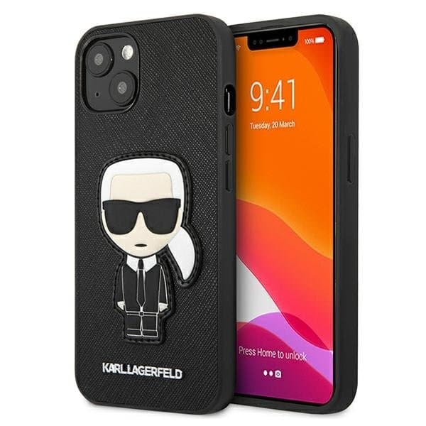 Karl Lagerfeld Saffiano Ikonik Karl`s Patch Skal iPhone 13 mini - Svart